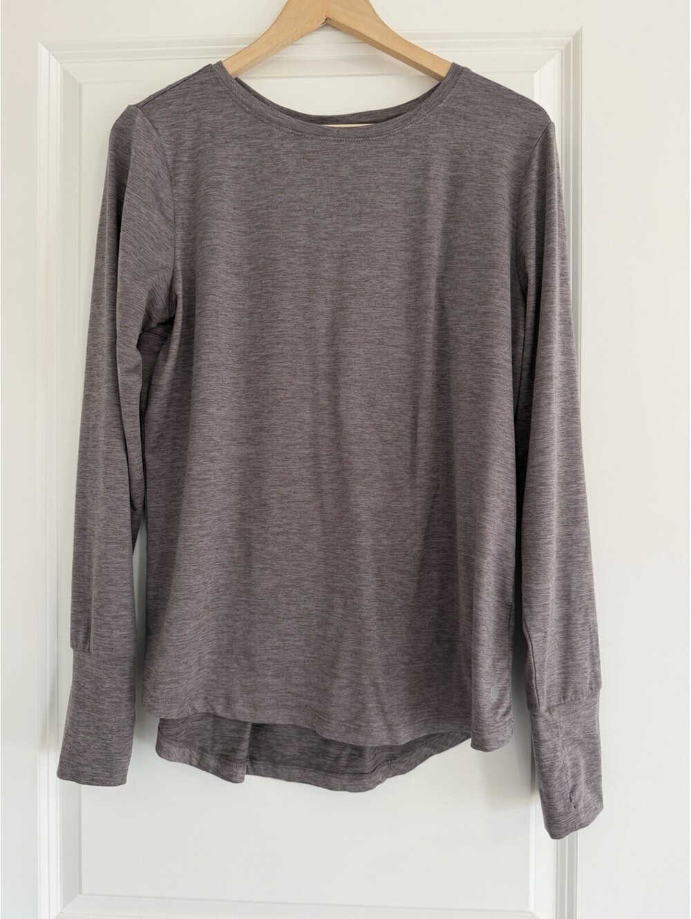 Athleta Apana Long Sleeve Athletic Top Heather Grey/Taupe Size L Yoga Pilates